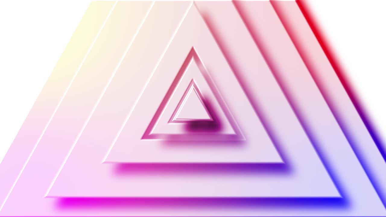 animación de capas triangulares de colores del arco iris que pulsan sobre un fondo blanco