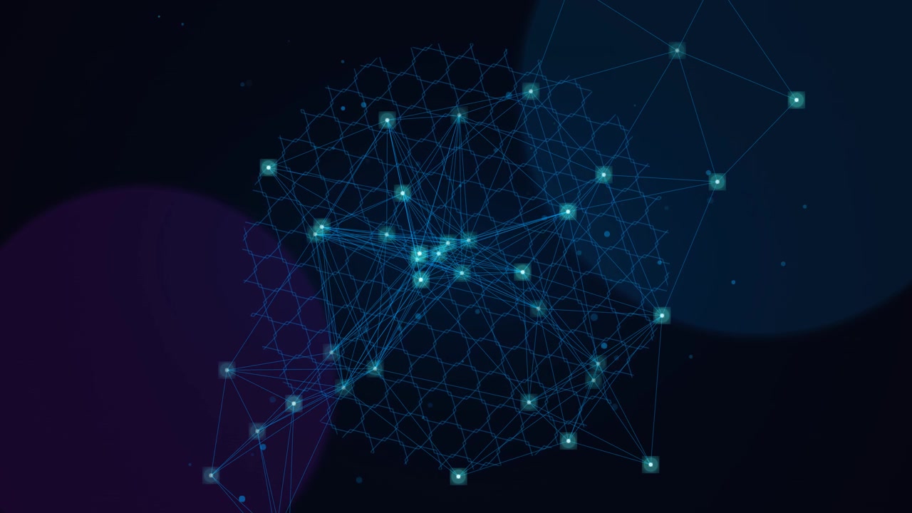 Abstract Digital Network Connection with Glowing Nodes and Lines