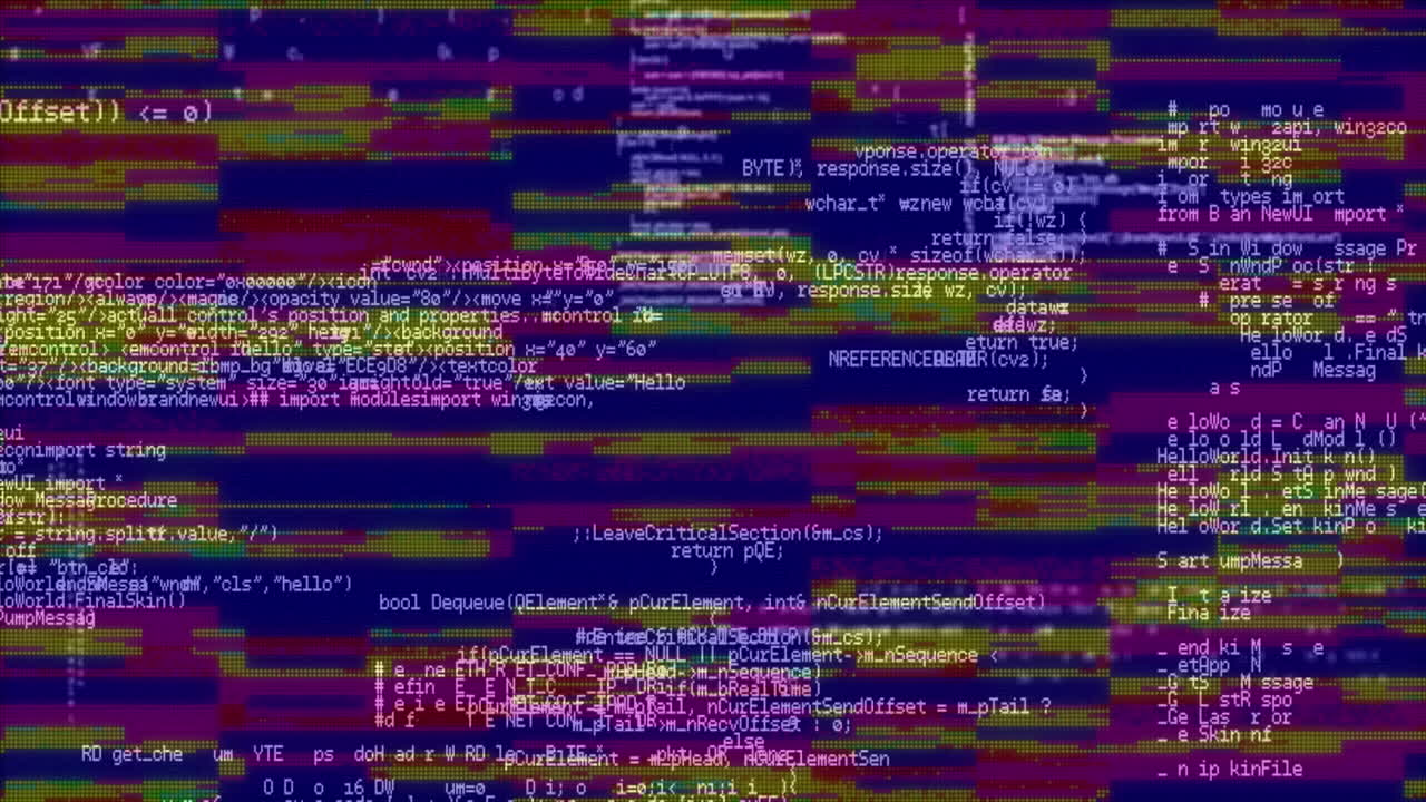 Animation of screen with data processing on stripes in seamless loop