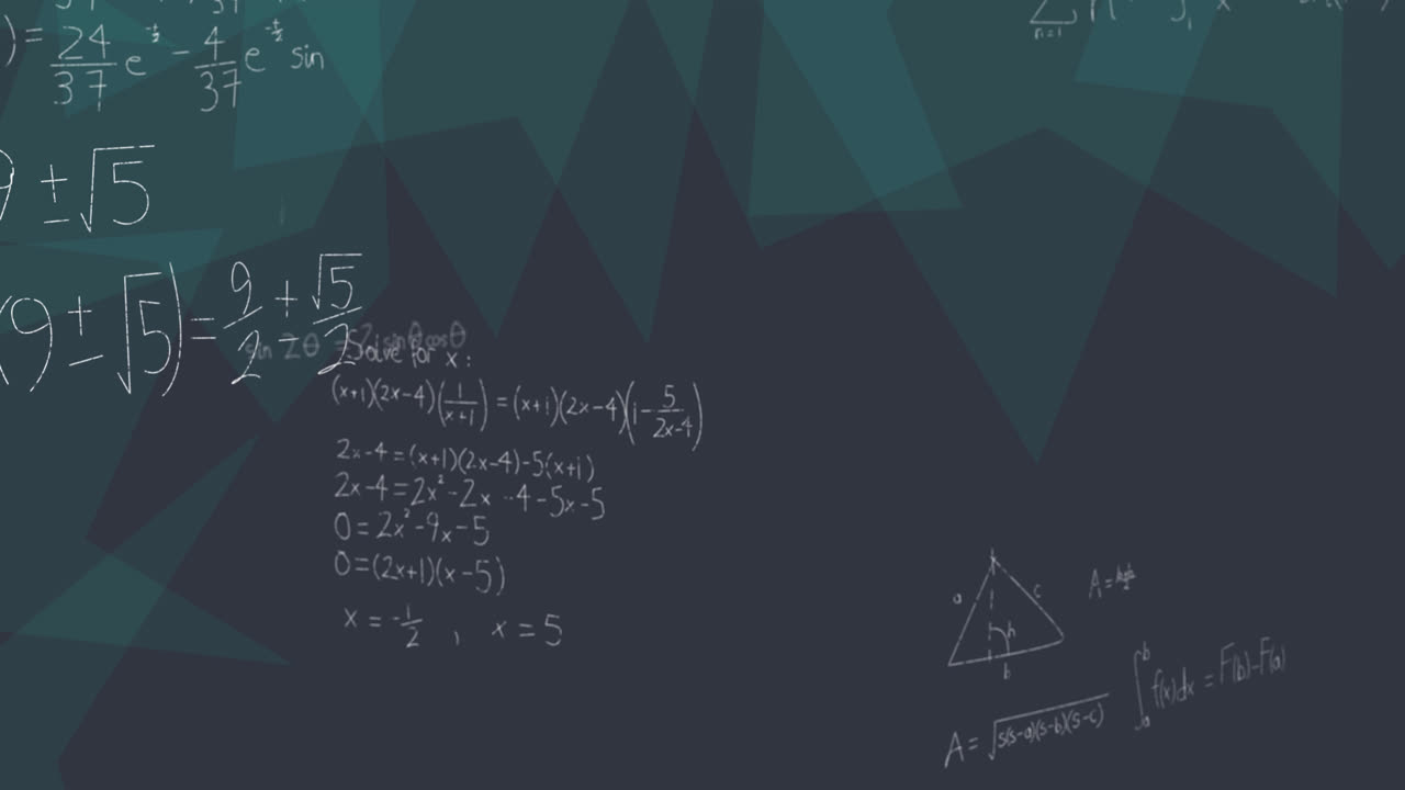 animación de ecuaciones matemáticas sobre un fondo negro