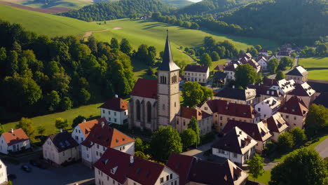 aerial view of a charming village in the european countryside