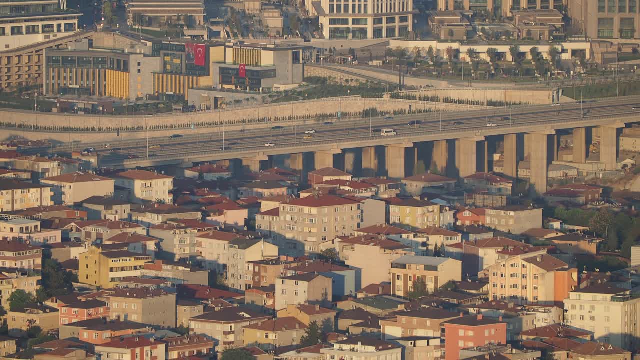 Cityscape with Buildings and Bridge