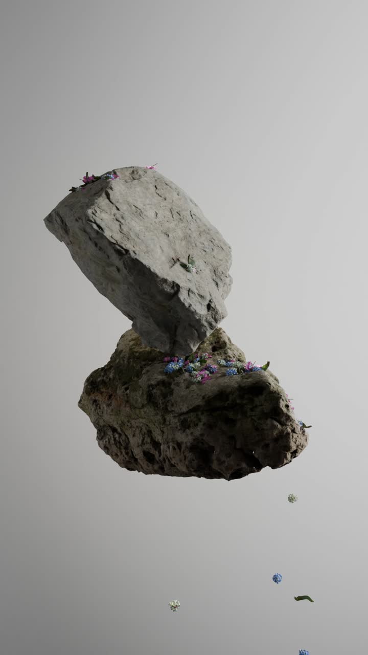 rocas y flores flotantes