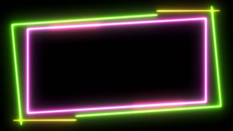 neon frame on black background. colourful neon glow color moving seamless art loop background. looped animation ultraviolet. 4k video.