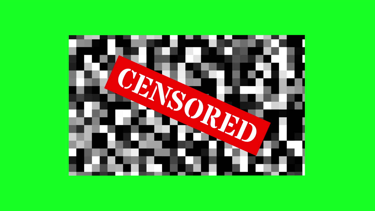 Censored Text on Pixelated Background with Green Screen