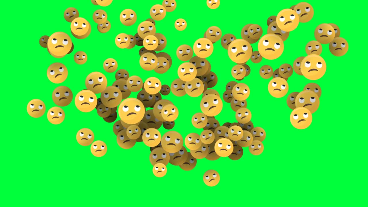 Emoji infeliz en pantalla verde