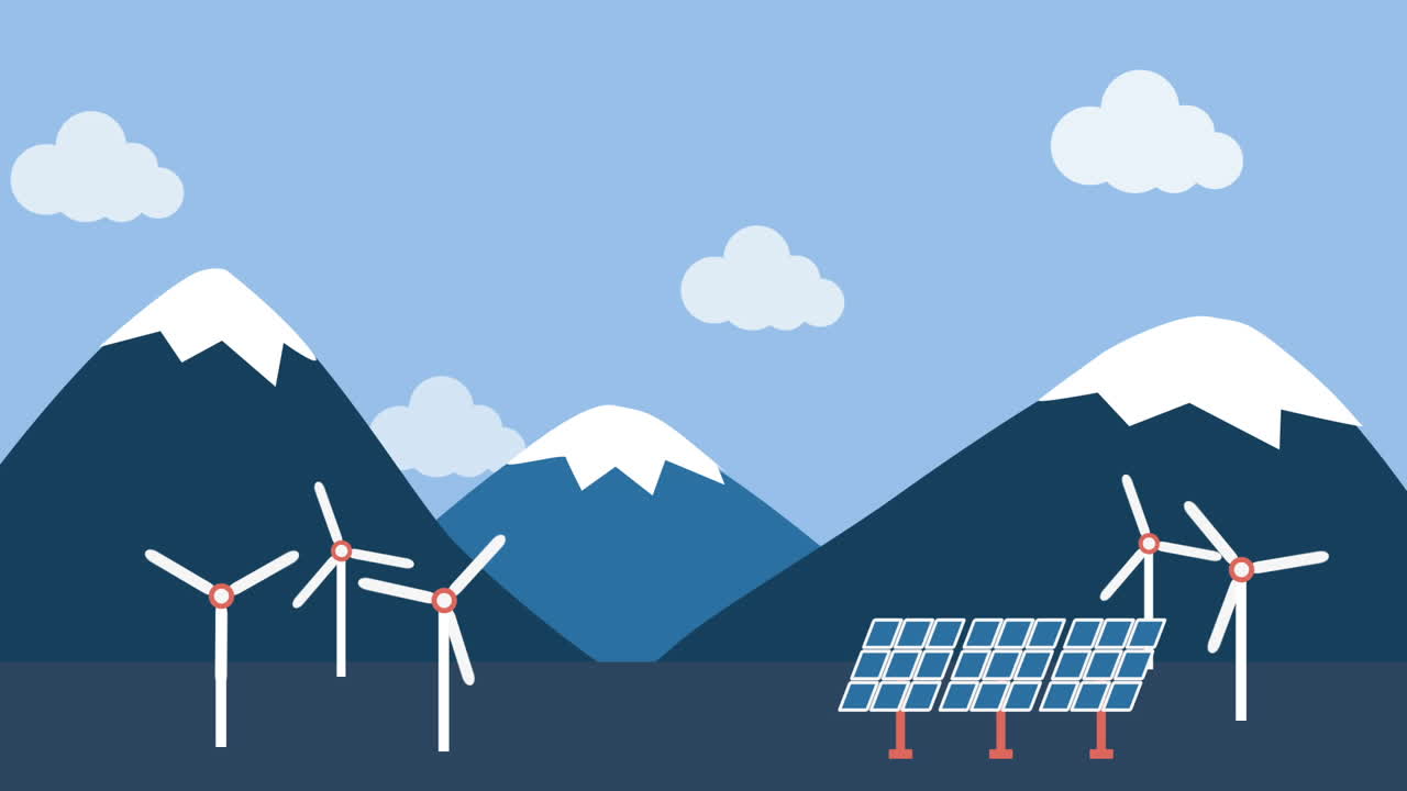 Wind turbine and solar panel in countryside