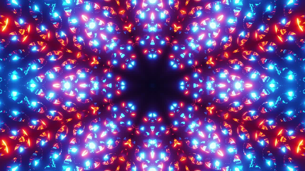 Kaleidoscope photograph of colorful pattern. Kaleidoscope VJ loop