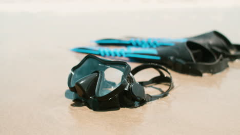 scuba diving set at the shore