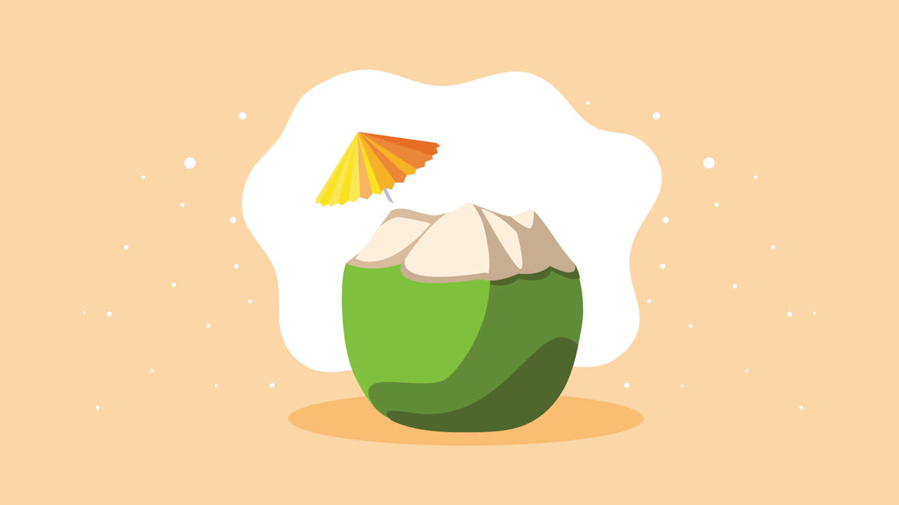 cóctel de coco fresco con paraguas