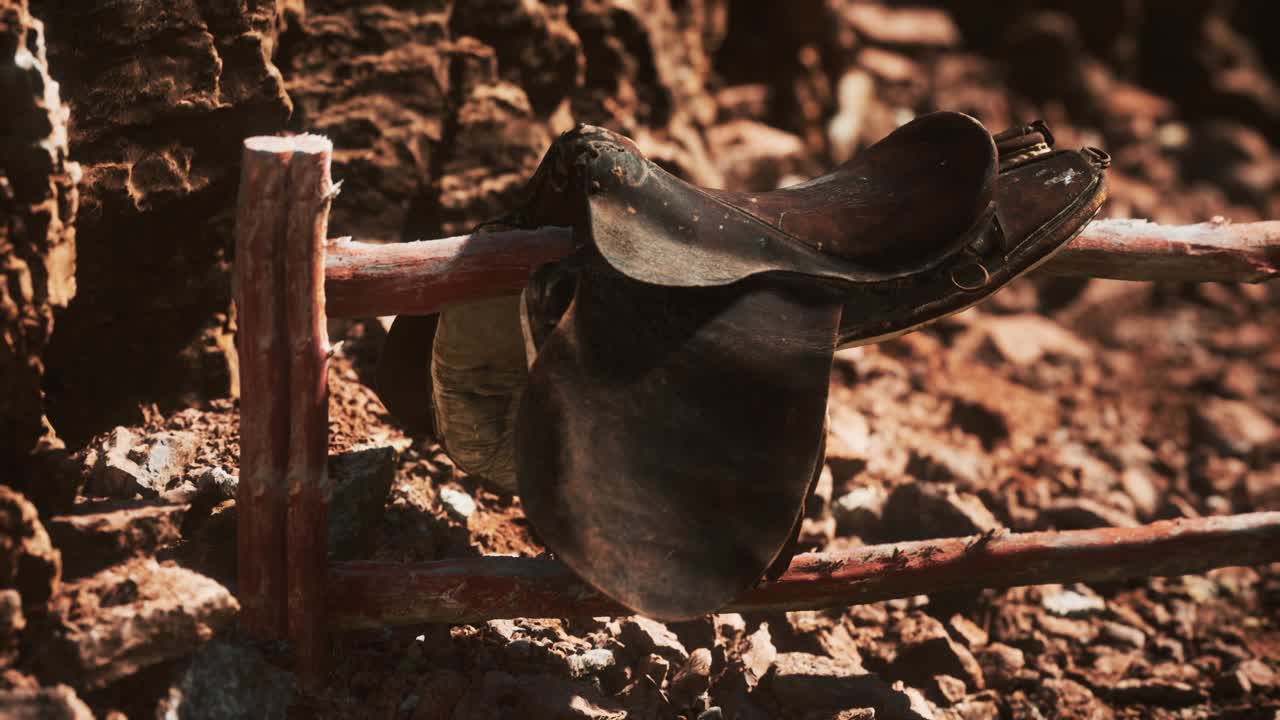 Saddle and red rocks in monument valley