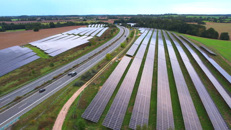 along-the-A20-freeway-in-Mecklenburg-Western-Pomerania-in-Germany,-there-is-a-solar-park-for-generating-electricity