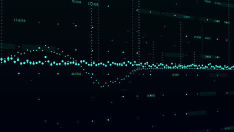 blue dots and numbers moving against black background