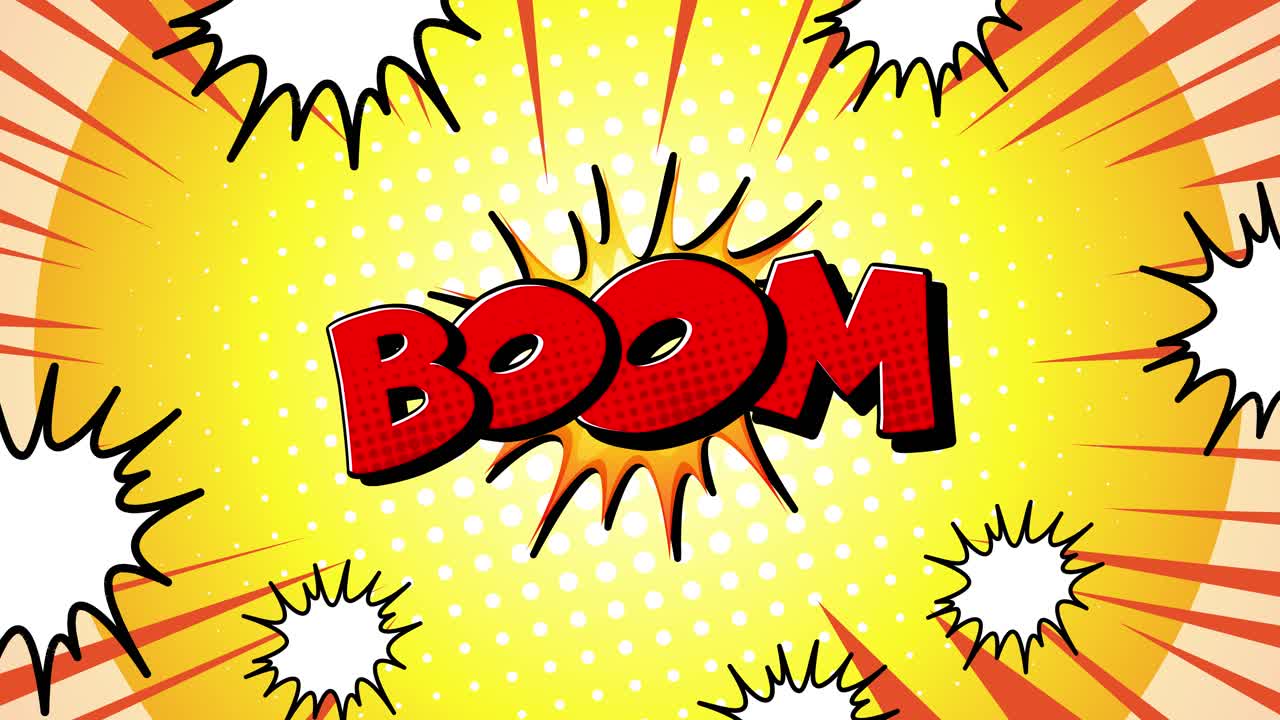 animación de secuencia de explosión de estilo cómic "boom".