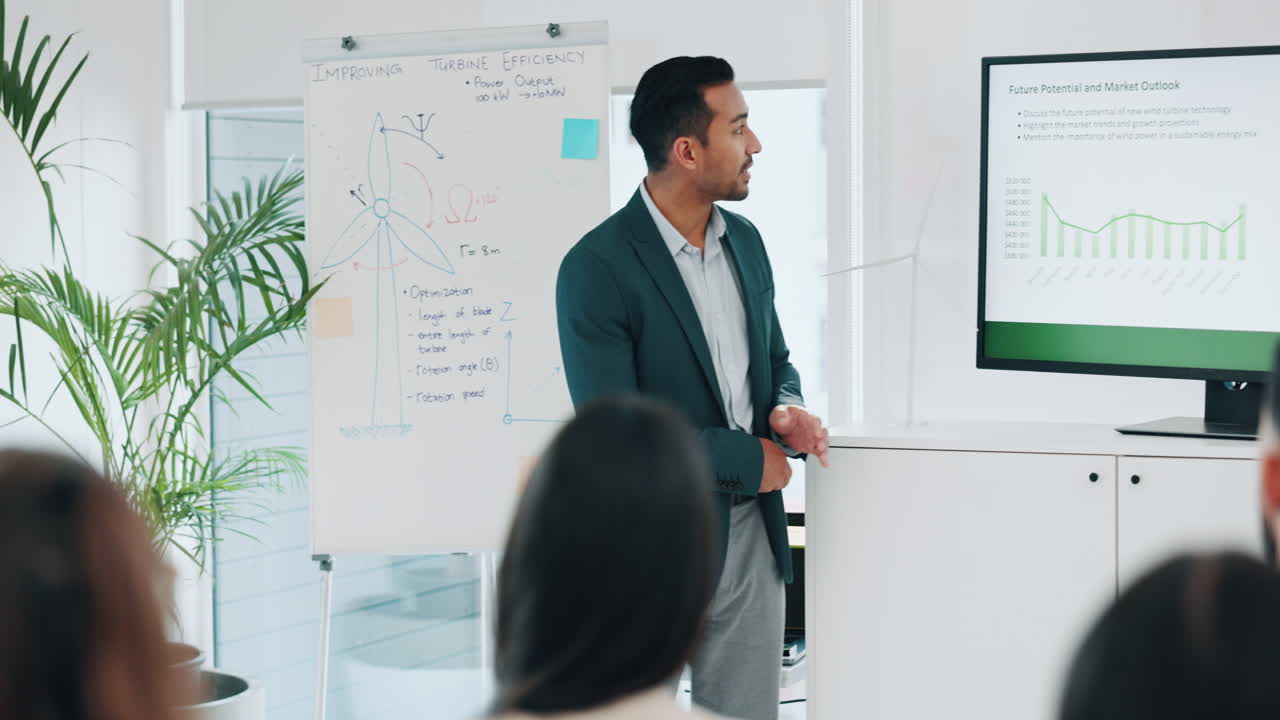 Business people, wind turbine