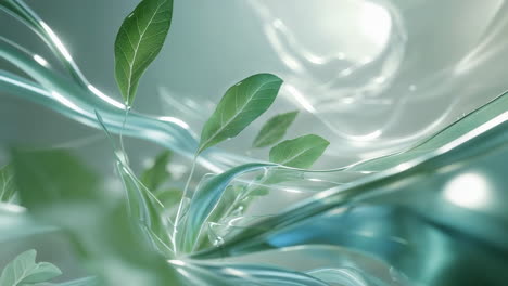 ethereal green foliage with luminous abstract forms