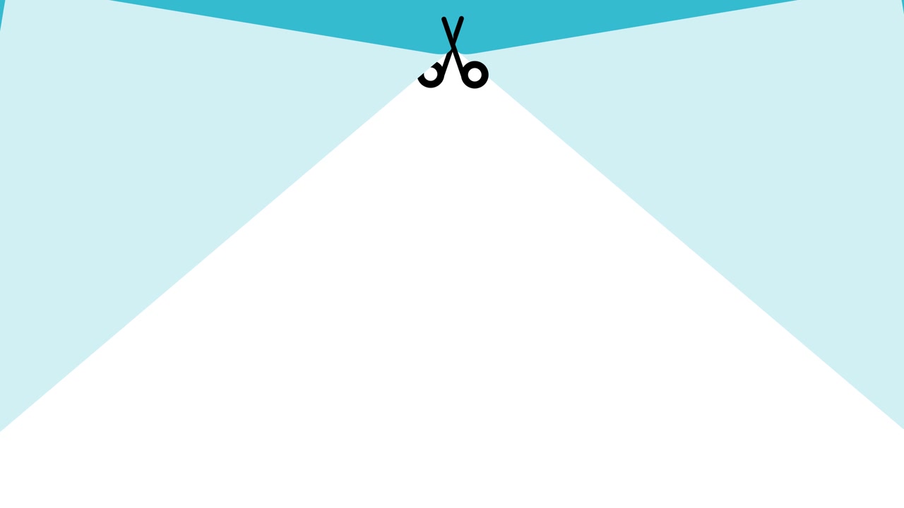 Transition with scissors icon motion graphic animation isolated on white background
