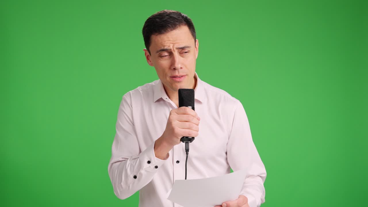 Man with microphone in hand giving a speech
