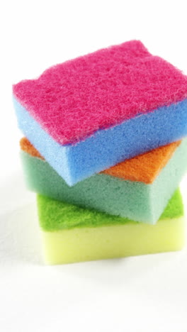 close-up of various cleaning sponge