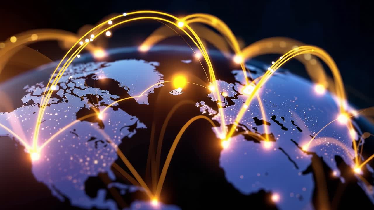 Global Network Connections on a Rotating World Map