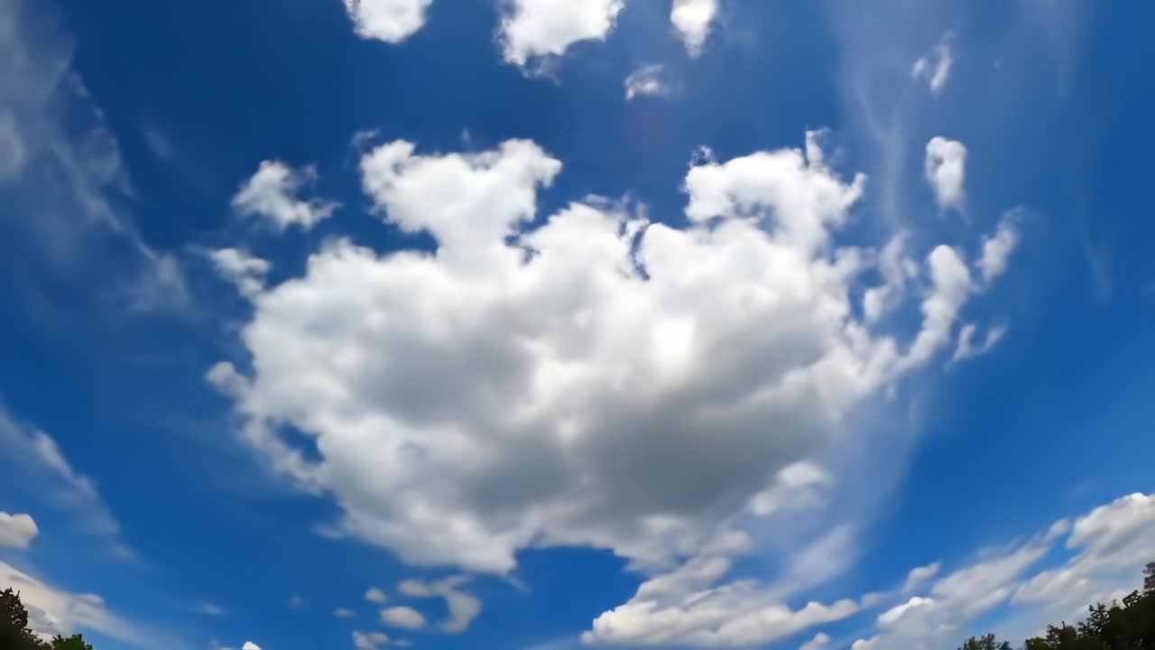 A Stunning Transformation of Cloud Patterns Against a Brilliant Blue Sky Captured in Two Frames, Showcasing the Beauty of Nature's Atmospheric Artistry