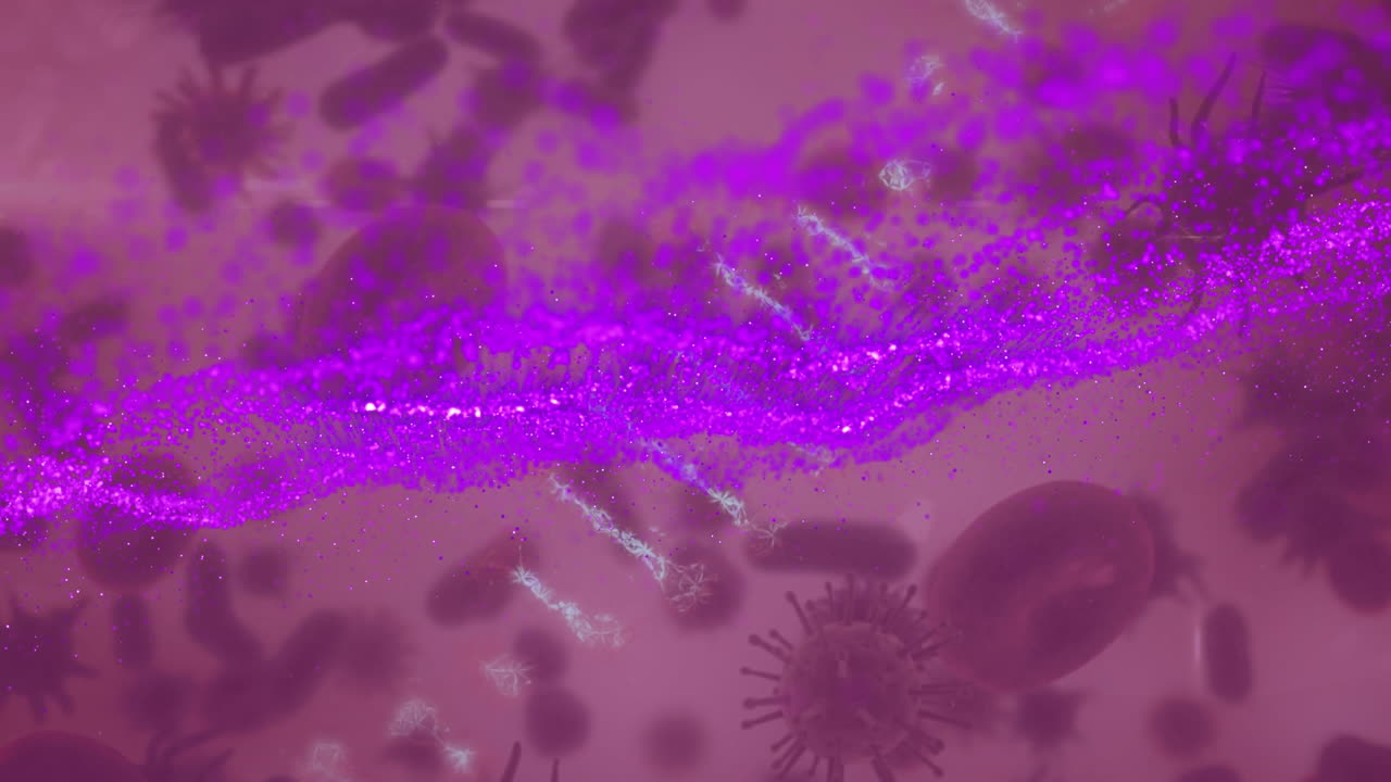 Animation of purple wave over falling cells