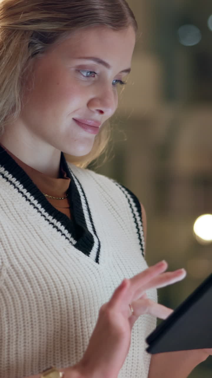 Mulher que usa um tablet