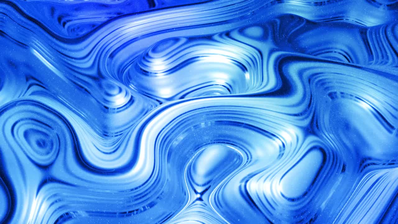 반이는 반이는 표면에 파란색 패턴을 가진 물결 모양의 추상적인 액체 배경; 포일 또는 반이는 유리 표면과 같은 점성 파란 액체; 아름다운 창의적인 축제 배경; 간단한 밝은 bg.