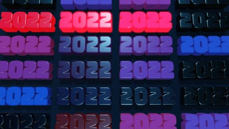 new year garland of numbers 2022 on plane. 4k new year's christmas composition with numbers 2022. neon light festive mood. bright christmas background. looped animation. red blue purple colors