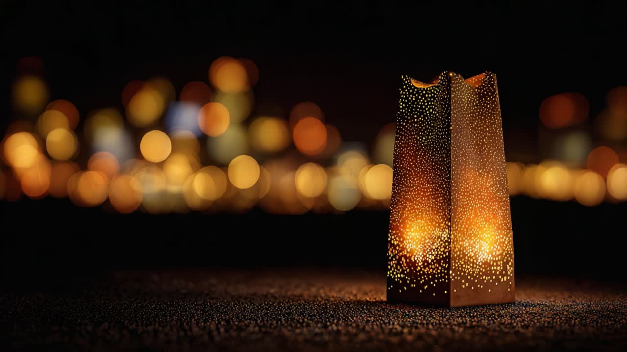 Elegant Candleholders Creating a Warm Glow Against a Background of Soft Bokeh Lights, Capturing the Essence of Ambient Lighting and Tranquility in a Night Setting