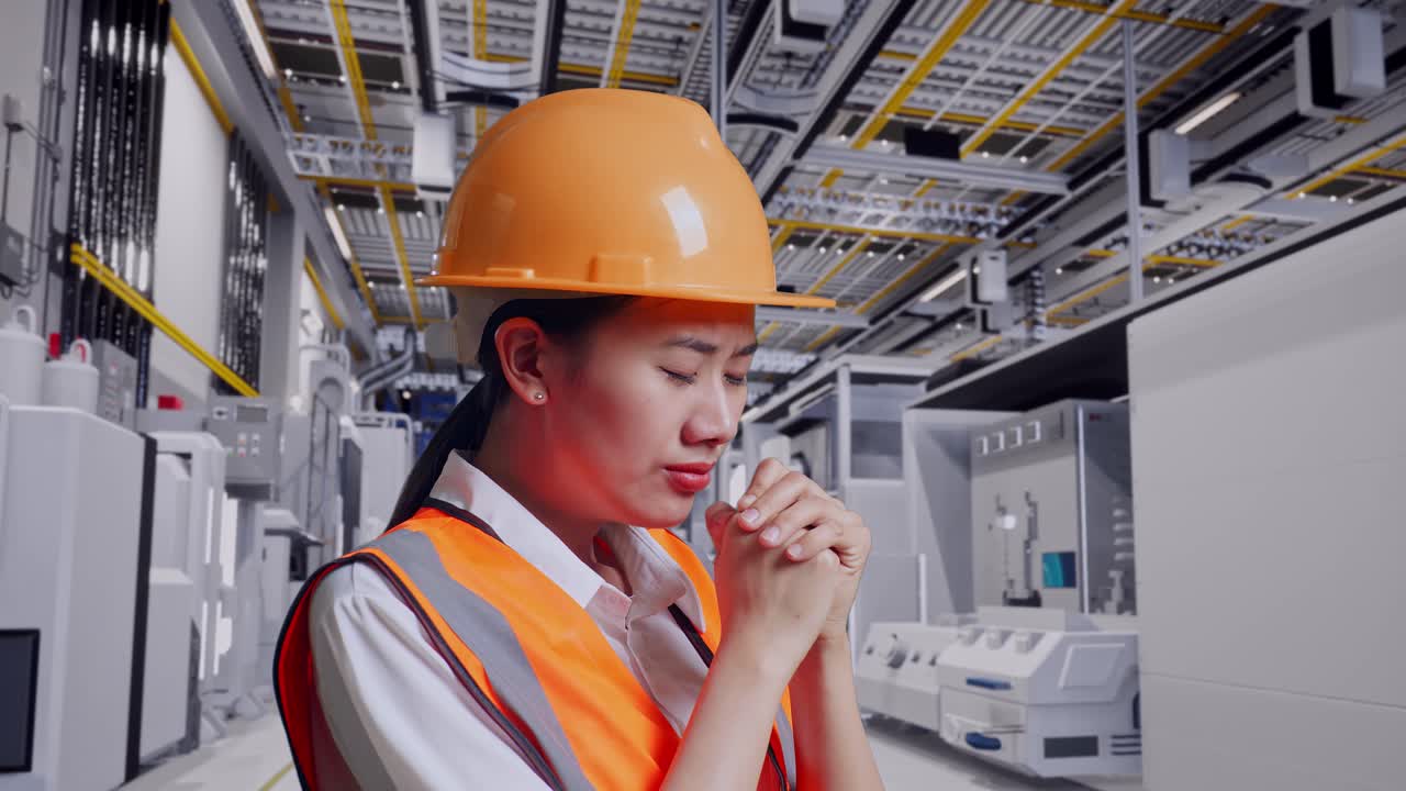 스트레스를 받는 공장 노동자