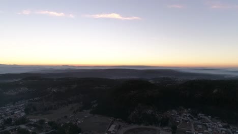 Aerial-shot-of-the-dawn-in-Creel,-Chihuahua,-Mexico