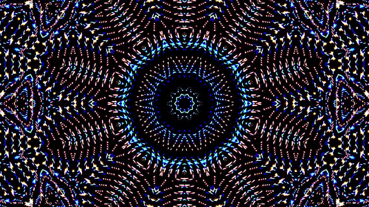 líneas coloridas ondas brillantes forma de flor fondo caleidoscopio resumen