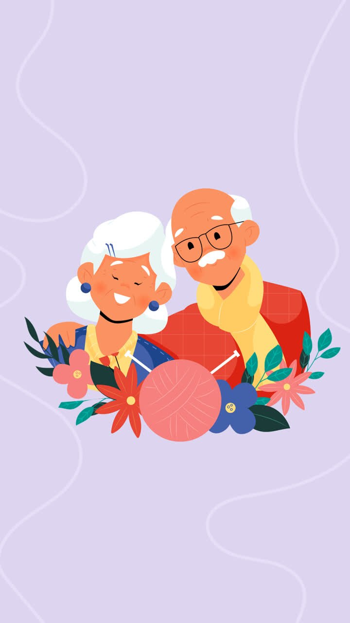 Motion Graphic of Hand drawn national grandparents' day background