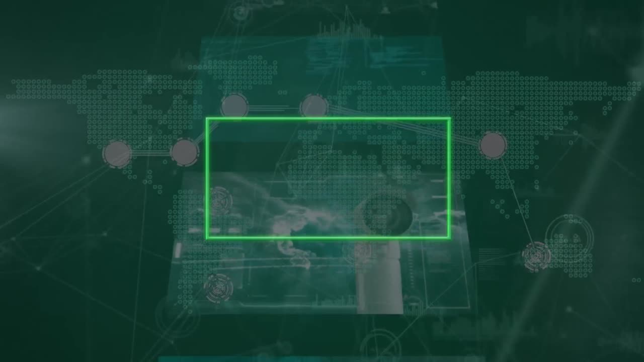 animación del procesamiento de datos sobre el mapa del mundo