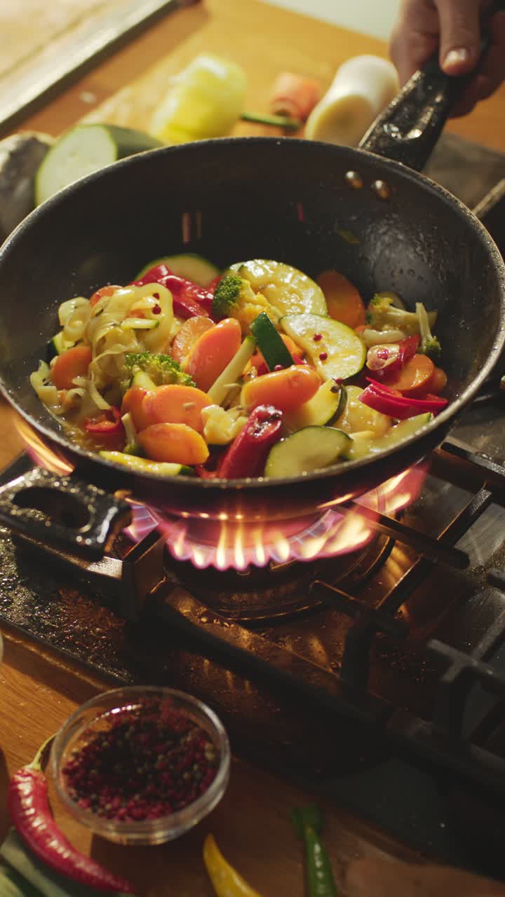 Stir-Frying Vegetables on a Gas Stove