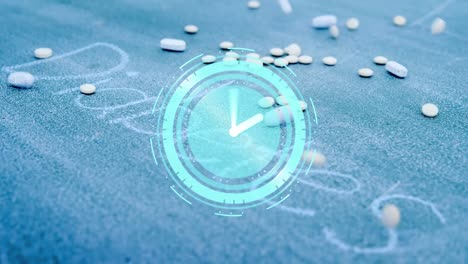 animation of clock over medication and diabetes text