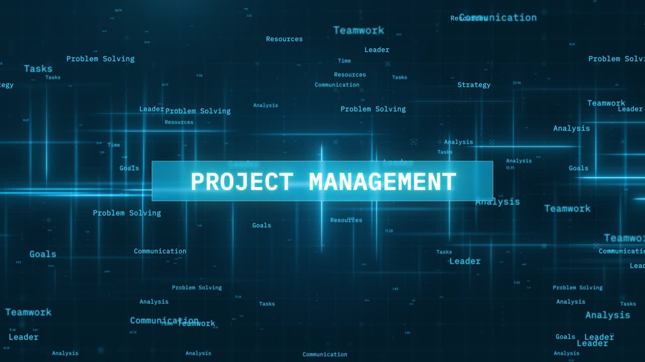 Project Management text Reveal: Glowing Circuit Lines with Futuristic Animation