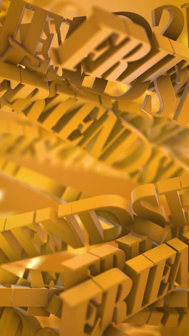 Abstract Background with Moving 3D Golden Friendship Text
