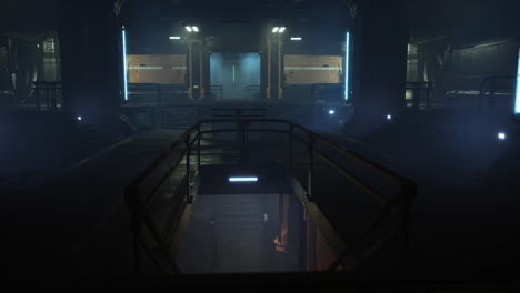 el corredor oscuro de la nave espacial futurista