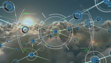 Animation-of-network-of-connections-with-icons-over-scope-scanning