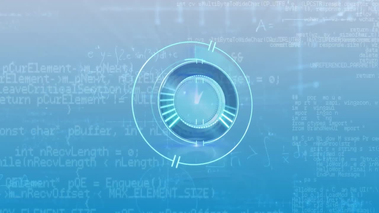 수학적 합, 다이어그램 및 컴퓨터 언어에 대한 로딩 서클에서 디지털 시계의 애니메이션