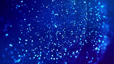 las partículas mágicas brillantes azules fluyen en líquido viscoso y brillan brillantemente. ciencia ficción. fondo de ciencia ficción 4k 3d con partículas brillantes, profundidad de campo y bokeh. luma mate como canal alfa. 131