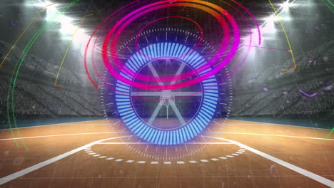 animación del procesamiento de datos sobre el estadio deportivo