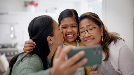 Family,-selfie-and-kitchen-with-cooking