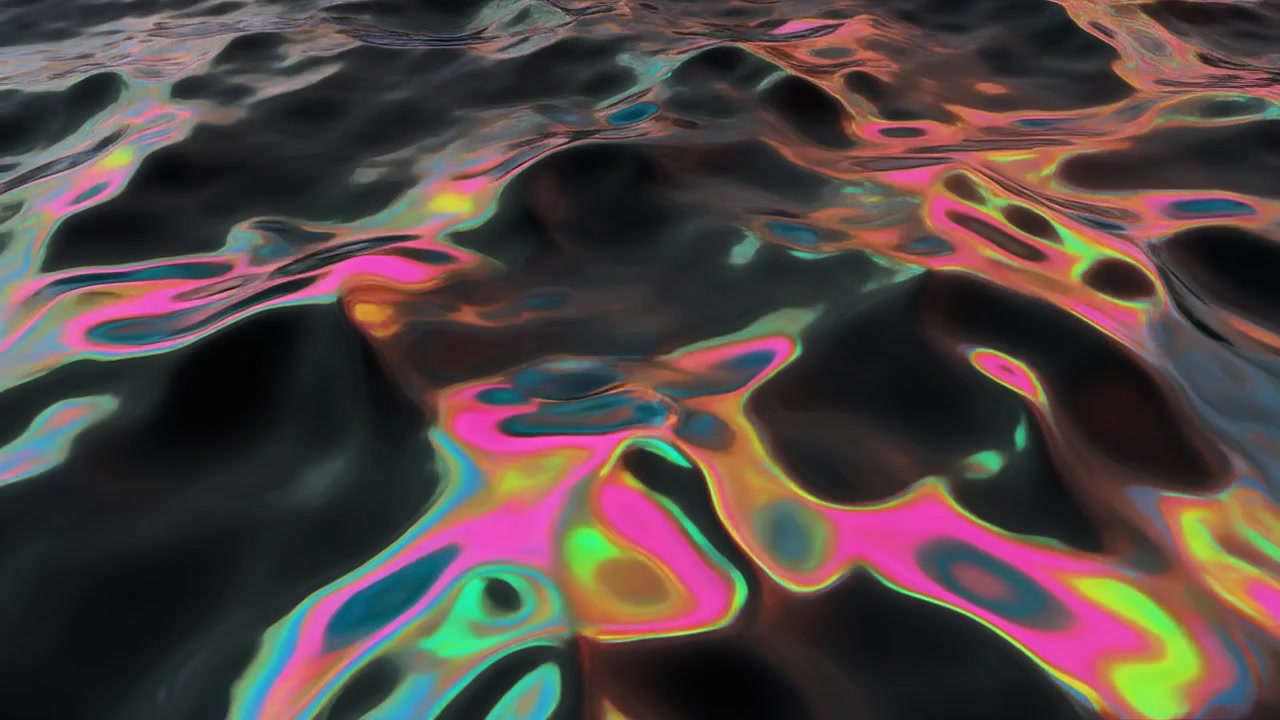 Abstract Liquid Surface with Iridescent Holographic Reflections