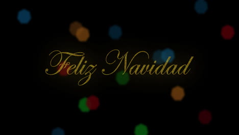 Animation-of-feliz-navidad-and-multicolored-lens-flares-over-black-background