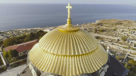 golden dome of a church with aerial view