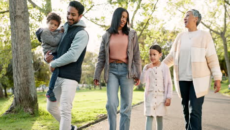 Nature,-bonding-and-family-on-a-walk-in-a-park