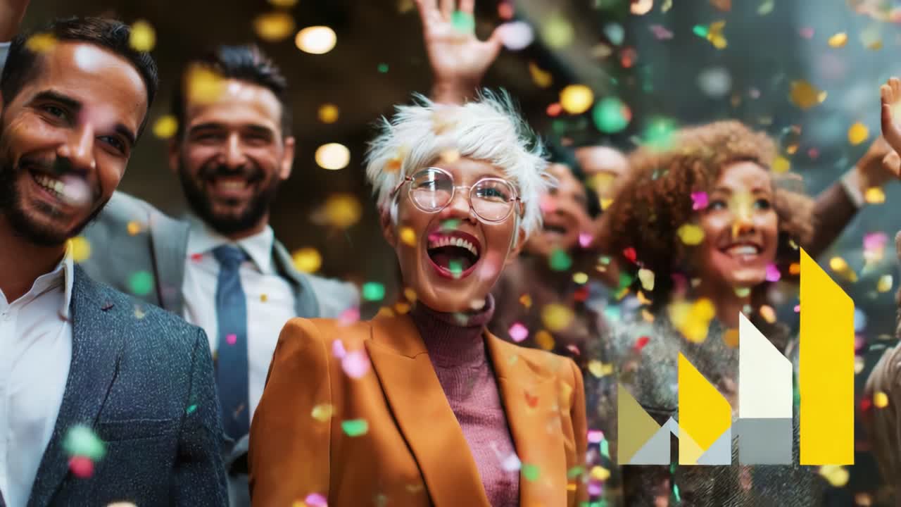 A Joyful Celebration at an Event, Featuring Enthusiastic Participants in Stylish Attire Surrounded by Colorful Confetti and Cheerful Expressions of Delight and Excitement